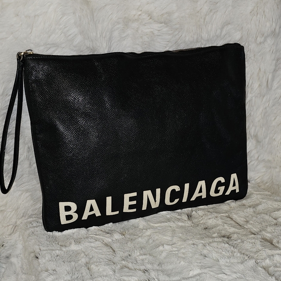 Balenciaga Black Leather Wrist / Clutch Bag